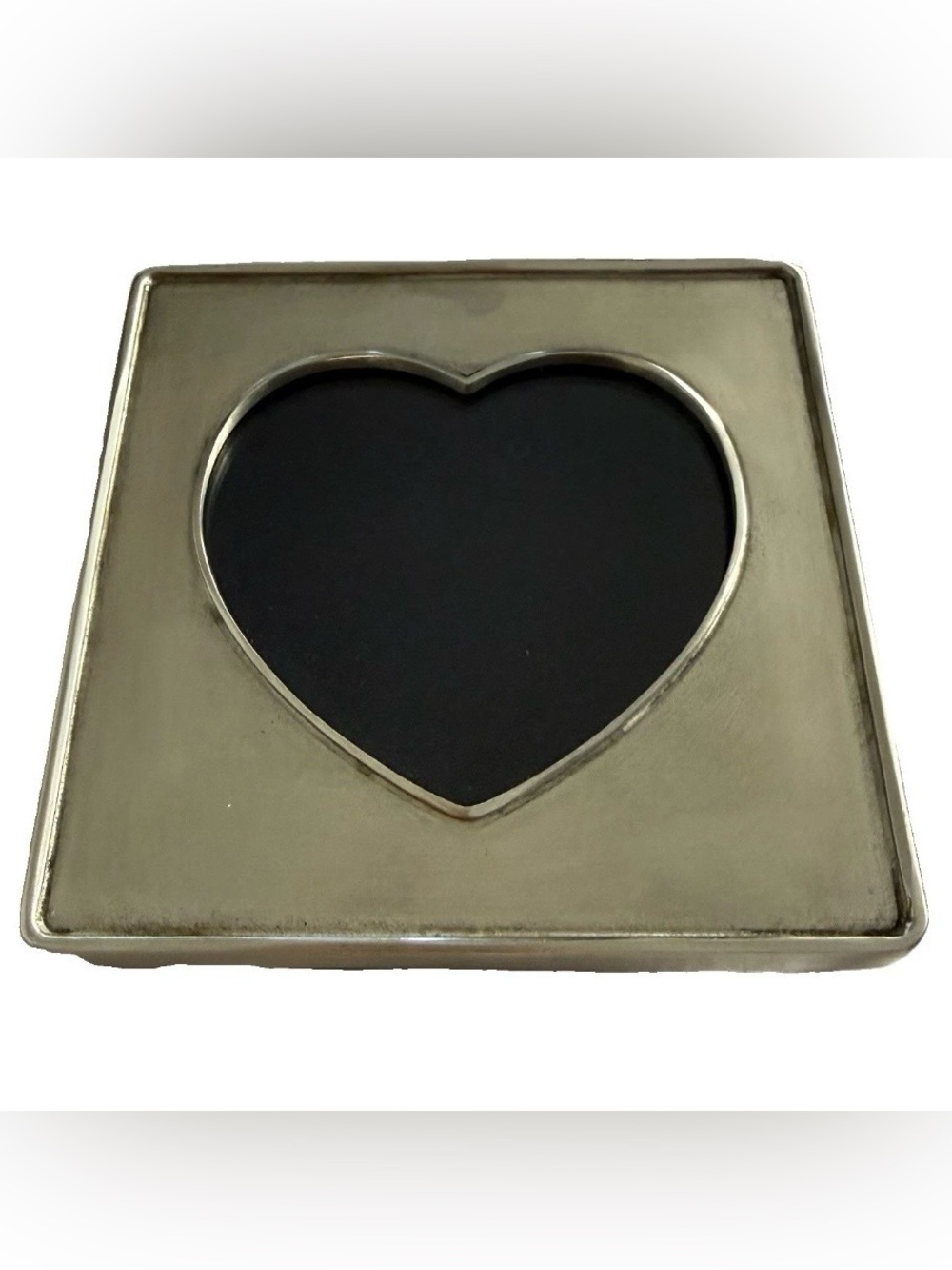 MATCH Pewter Square Heart Opening Photo Frame, Free Standing, Holds 1 Photo